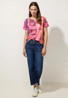Street One Boat Neck Worn Print T-Shirt, Pink