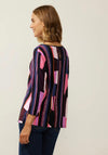 Street One Round Neck Multi Print Top, Purple Brown