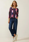 Street One Round Neck Multi Print Top, Purple Brown