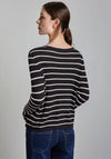 Street One Knit Stripe Long Sleeve Top, Deep Navy