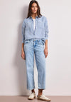 Street One Linen Striped Shirt, Blue and White