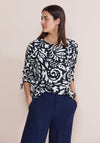 Street One Floral Print Tie Sleeve Top, Navy