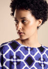 Street One Printed Contrast Top, Violet Blue