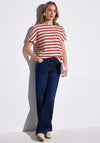 Street One Striped Short Sleeve Sweater, Red and White