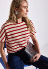 Street One Striped Short Sleeve Sweater, Red and White