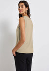 Street One Ribbed knit Chiffon Trim Top, Beige
