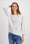 Monari Rhinestone Letters Knitted Sweater, Gray
