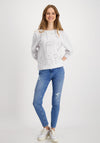 Monari Rhinestone Letters Knitted Sweater, Gray