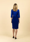 Fee G Sylvie Drape Neck Contrasting Pencil Midi Dress, Blue