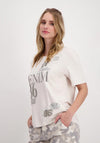 Monari Rhinestone Text T-Shirt, Beige