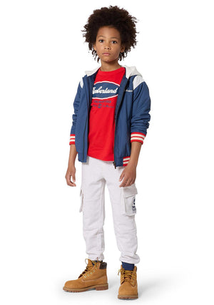 Timberland Boys Hooded Long Sleeve Padded Jacket, Navy