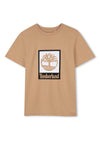 Timberland Boys Logo Short Sleeve Tee, Tan