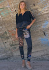 Nu Denmark Tea Floral Print Satin Feel Jogger Trousers, Black Mix