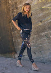 Nu Denmark Tea Floral Print Satin Feel Jogger Trousers, Black Mix