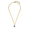 Dyrberg Kern Tanzy Link Necklace, Gold & Aqua Blue