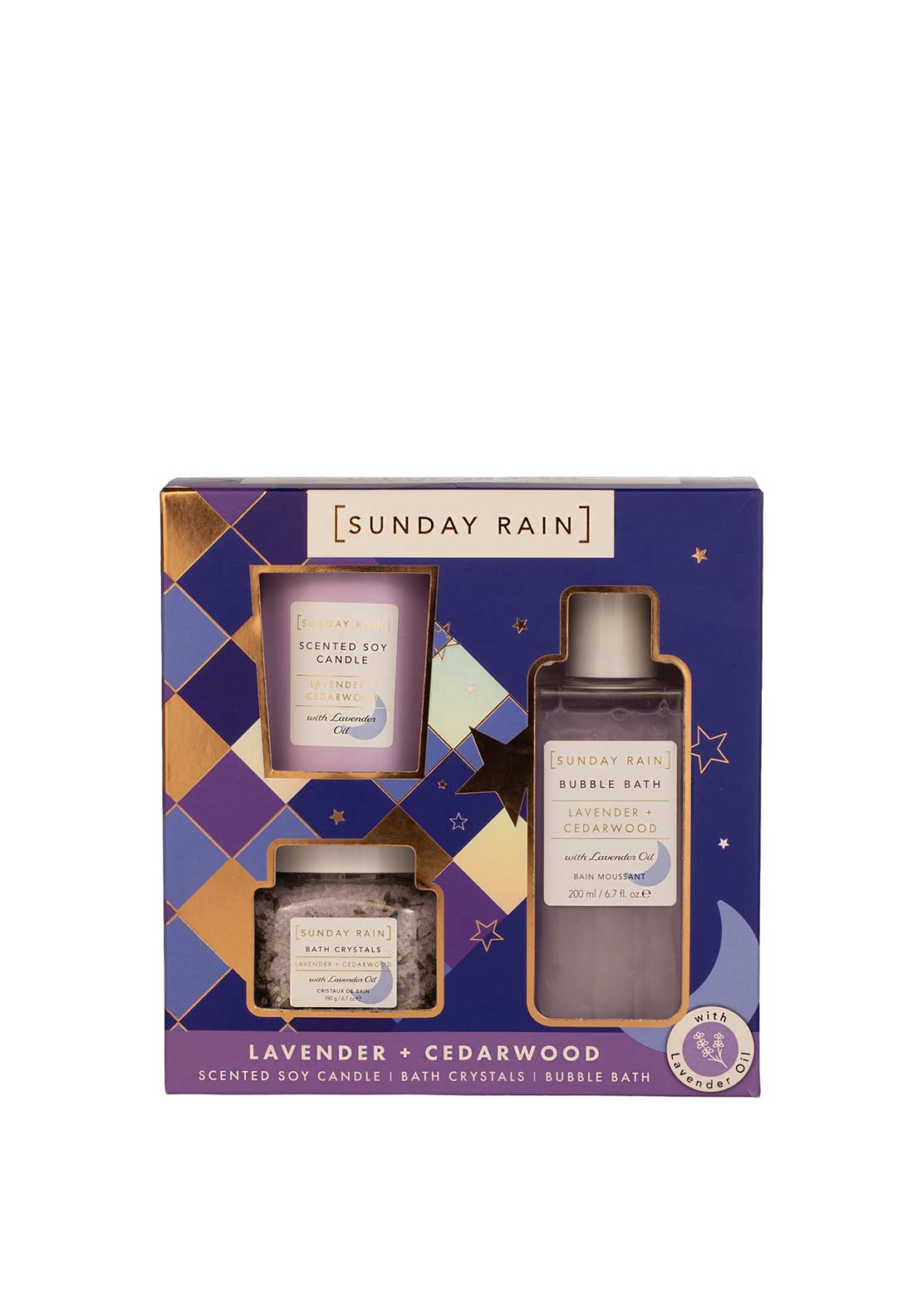 The Beauty Studio Sunday Rain Lavender & Cedarwood Bath Trio Gift Set