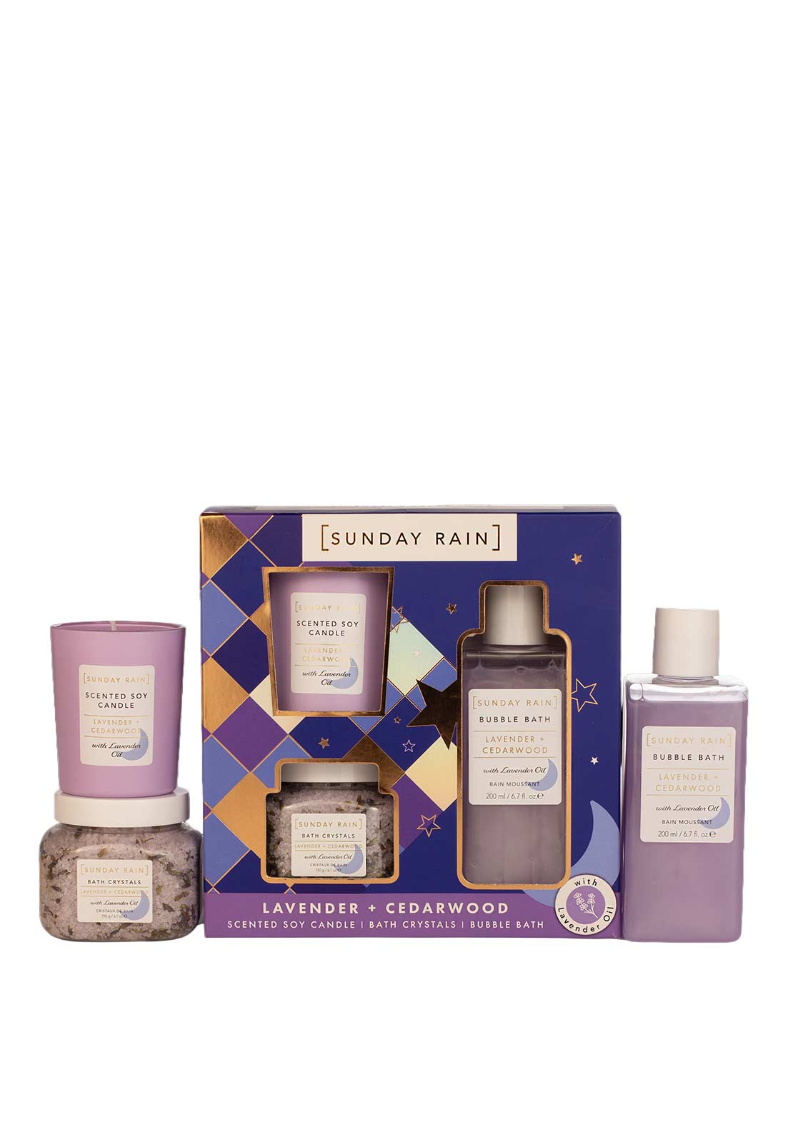 The Beauty Studio Sunday Rain Lavender & Cedarwood Bath Trio Gift Set
