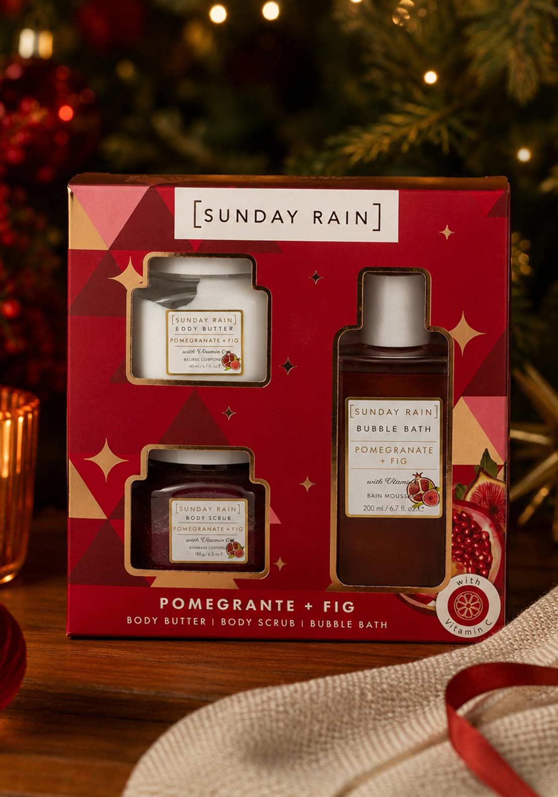 The Beauty Studio Sunday Rain Pomegranate & Fig Trio Gift Set