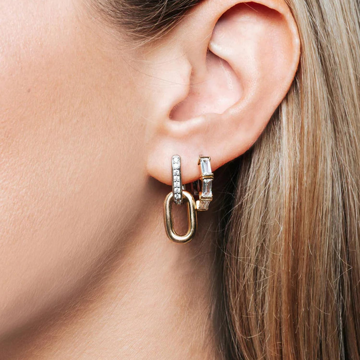Ti Sento Baguette Huggie Hoop Earrings, Gold