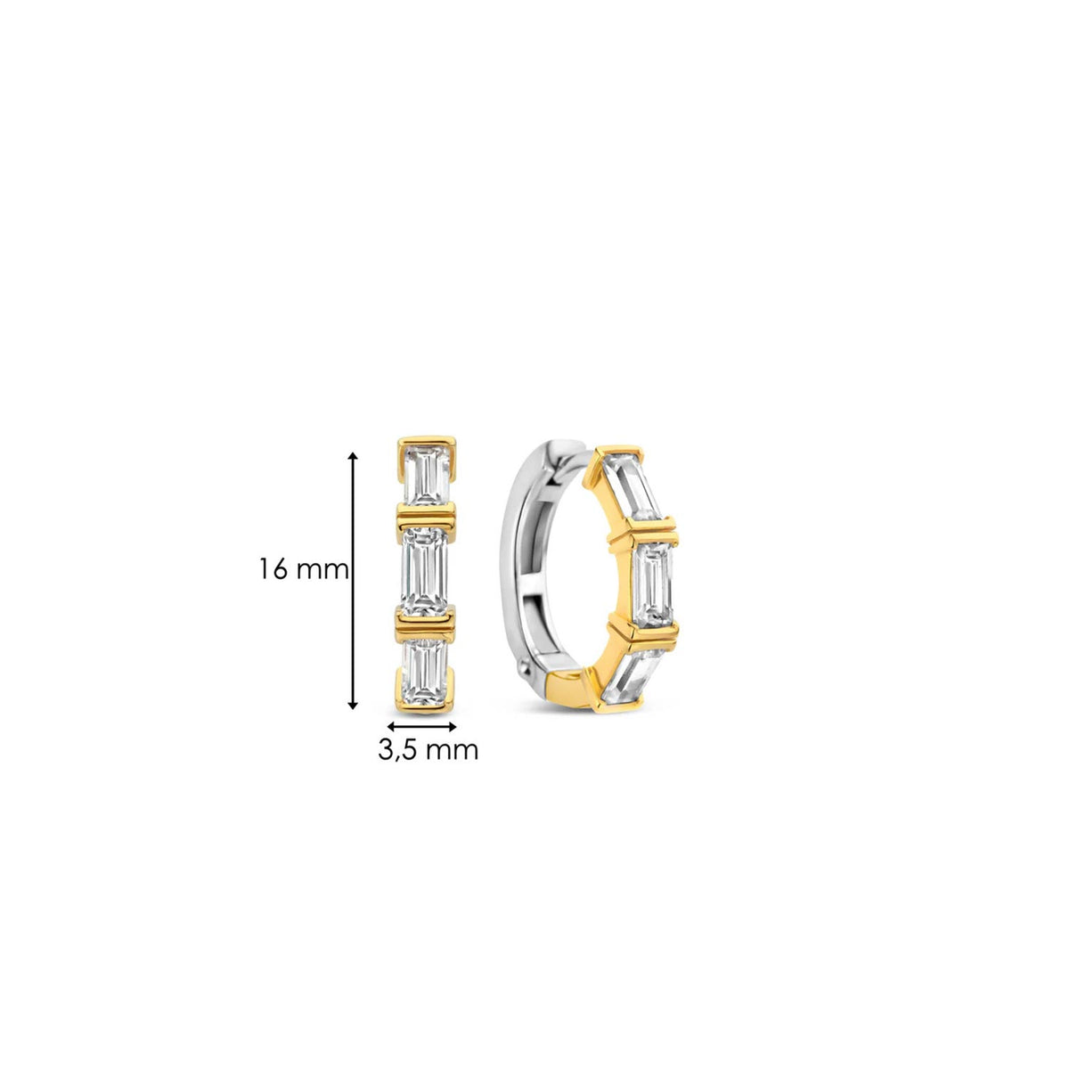 Ti Sento Baguette Huggie Hoop Earrings, Gold