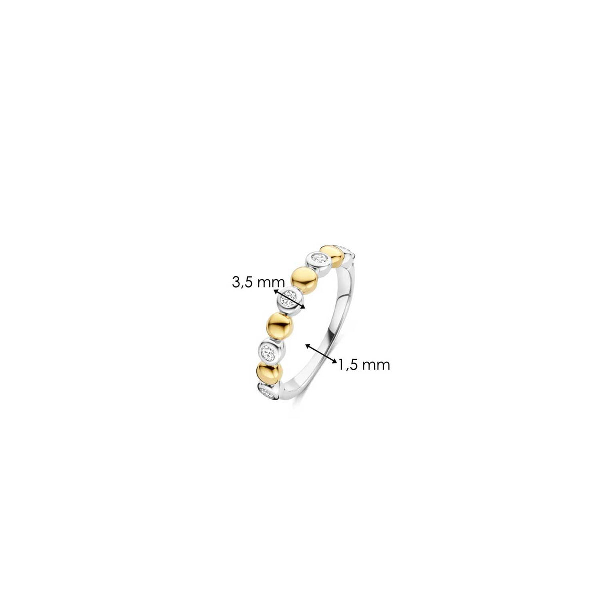 Ti Sento Bezel Set Row Ring, Gold & Silver