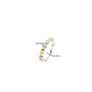 Ti Sento Bezel Set Row Ring, Gold & Silver
