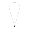 Ti Sento Blue CZ Cushion Pendant Necklace, Gold & Silver
