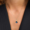 Ti Sento Blue CZ Cushion Pendant Necklace, Gold & Silver