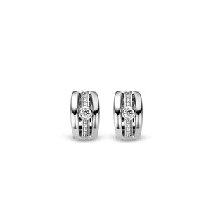 Ti Sento Chunky Hoop Pavé Set Earrings, Silver
