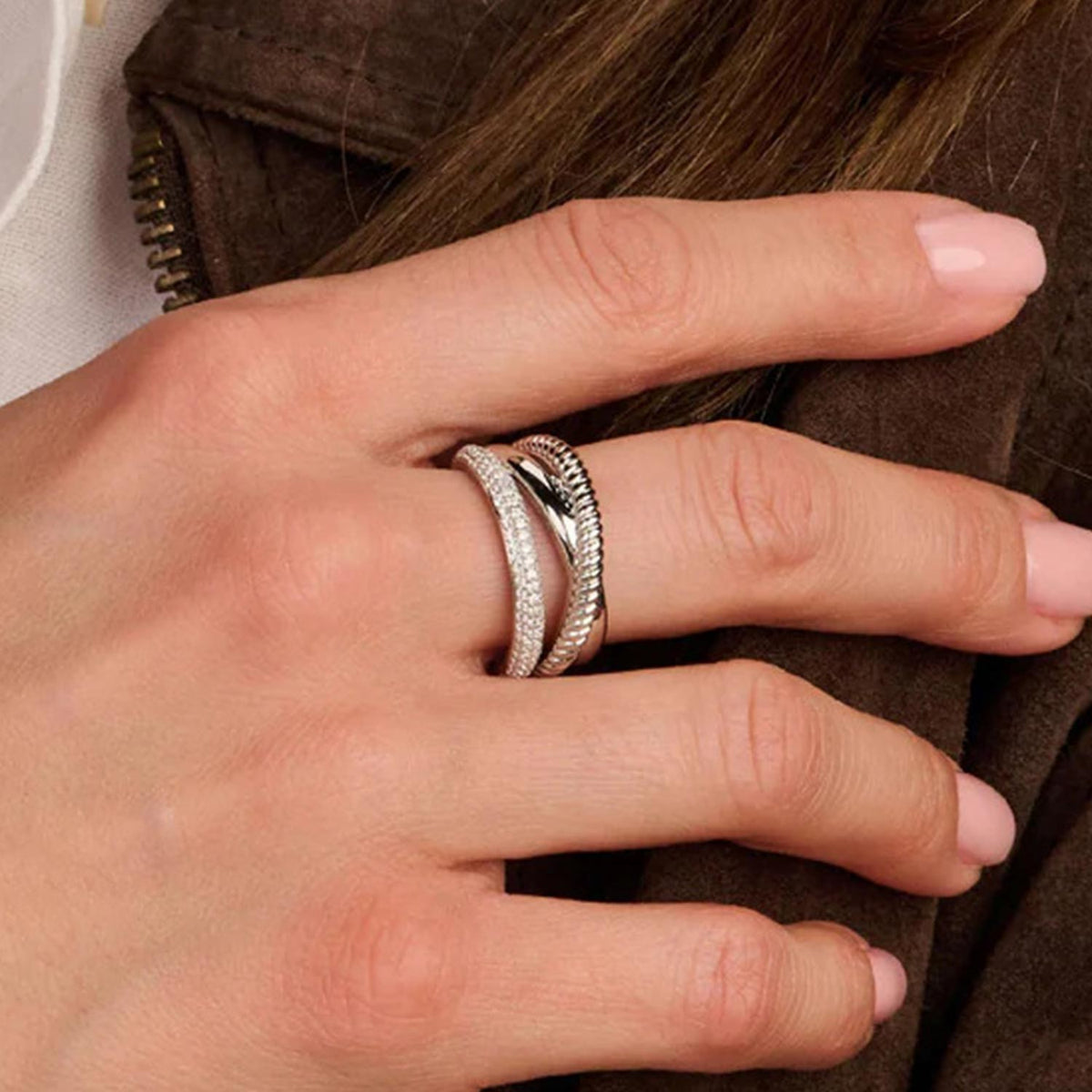 Ti Sento Crossover Ring, Silver