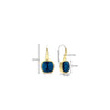 Ti Sento Cushion Cut Blue Stone Drop Earrings, Gold