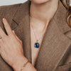 Ti Sento Cushion Cut Blue Stone Pendant Necklace, Silver