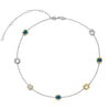 Ti Sento Cushion Cut Multi Stone Necklace, Silver & Gold