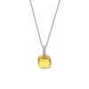 Ti Sento Cushion Cut Yellow Stone Pendant Necklace, Silver
