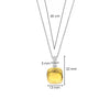 Ti Sento Cushion Cut Yellow Stone Pendant Necklace, Silver