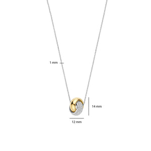 Ti Sento CZ Circle Crossover Necklace, Gold & Silver