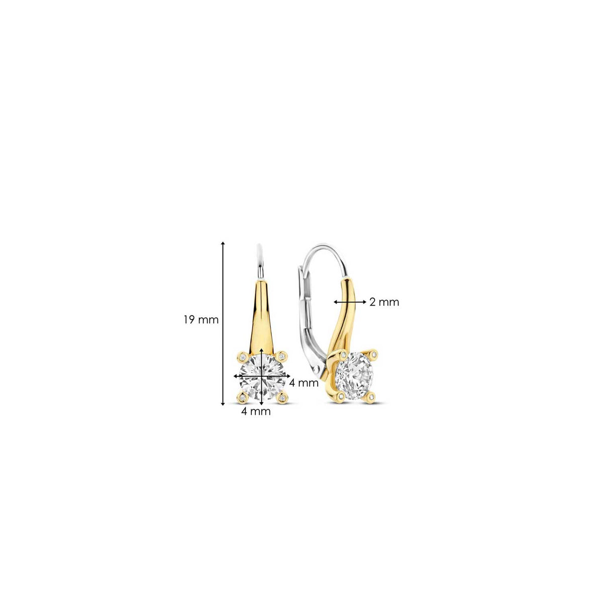 Ti Sento CZ Cushion Drop Earrings, Gold