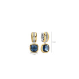 Ti Sento Blue CZ Cushion Hoop Earrings, Gold