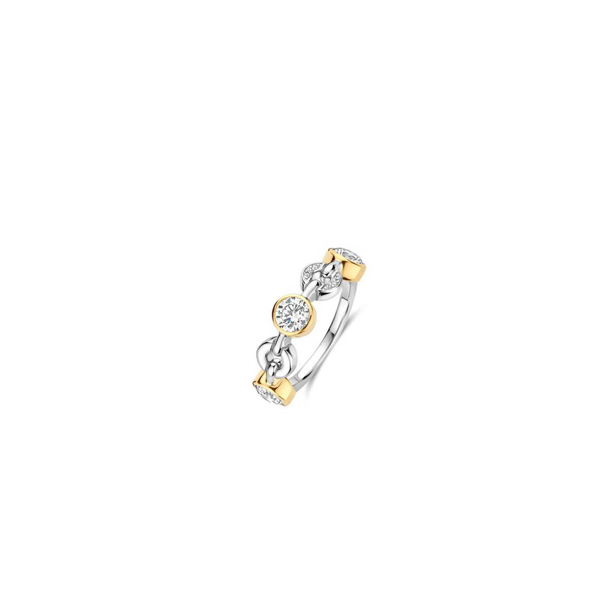 Ti Sento CZ Link Ring, Gold & Silver