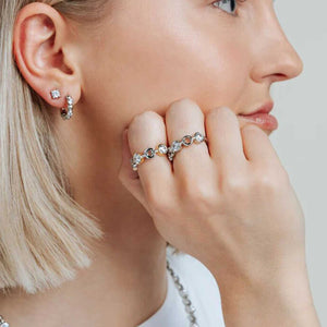 Ti Sento CZ Link Ring, Gold & Silver