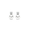 Ti Sento CZ & Pearl Stud Earrings, Silver