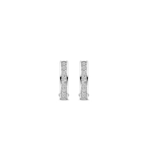 Ti Sento CZ Row Huggie Hoops, Silver