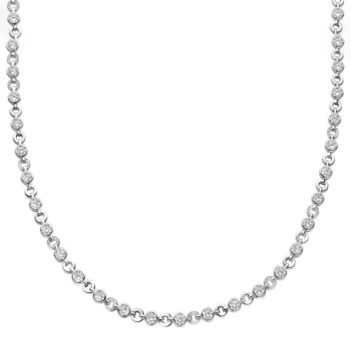Ti Sento CZ Row Necklace, Silver