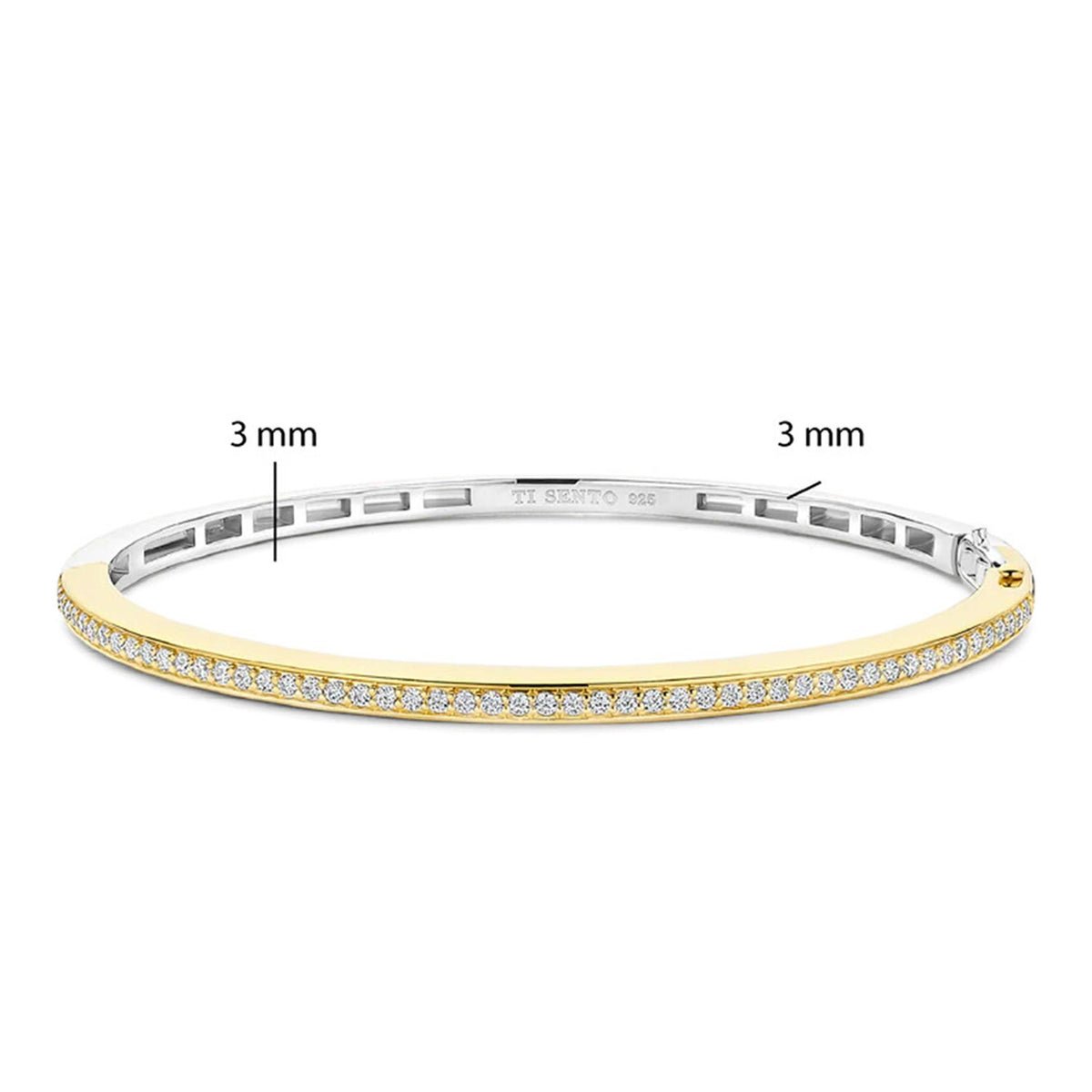 Ti Sento CZ Slim Bangle, Gold
