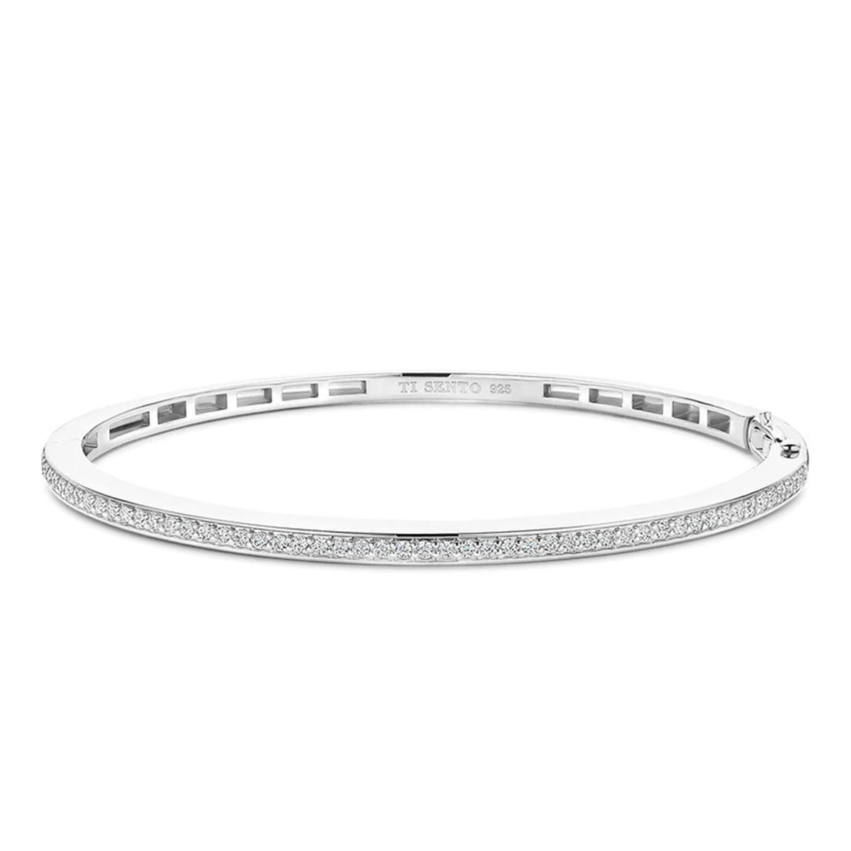 Ti Sento CZ Slim Bangle, Silver