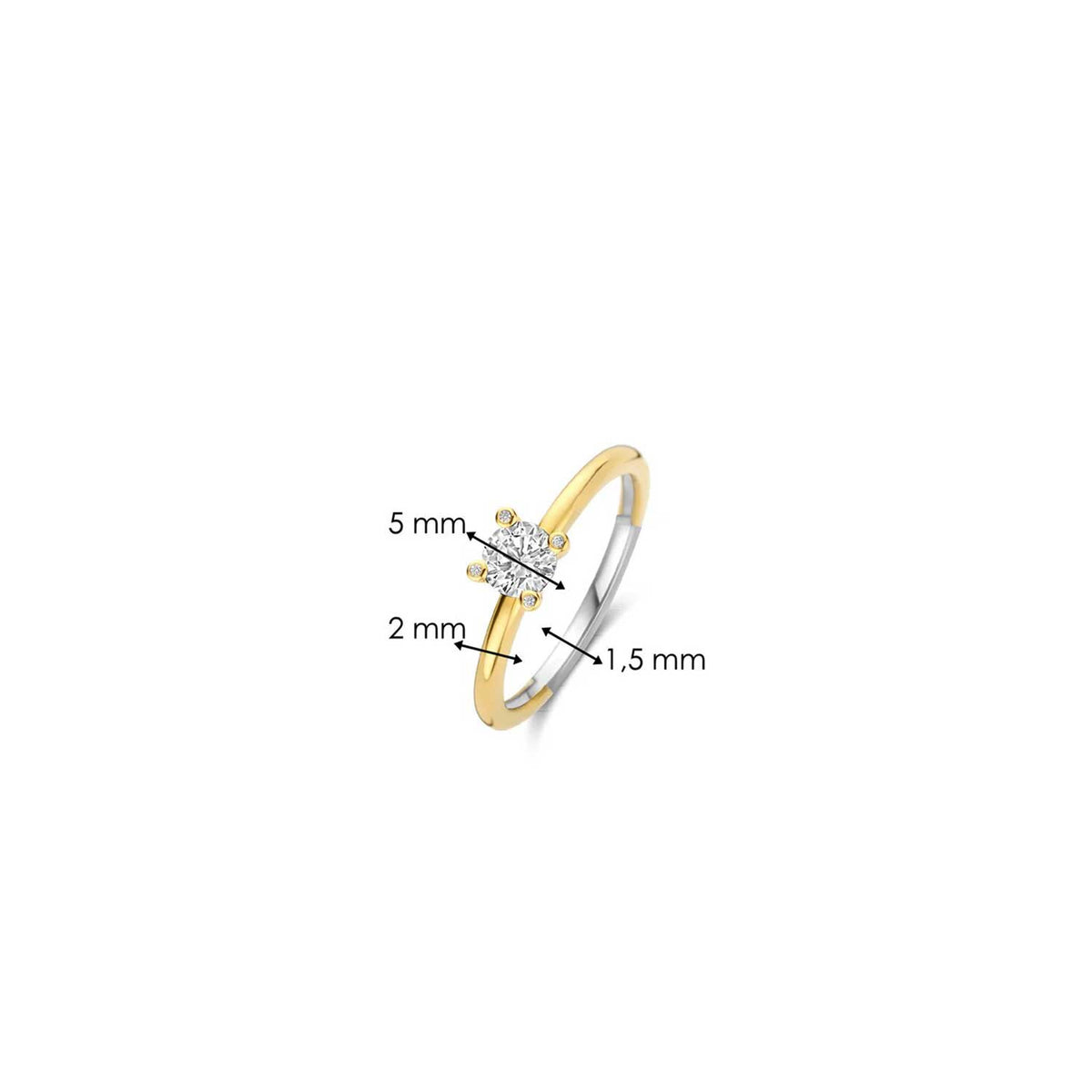 Ti Sento CZ Solitaire Ring, Gold