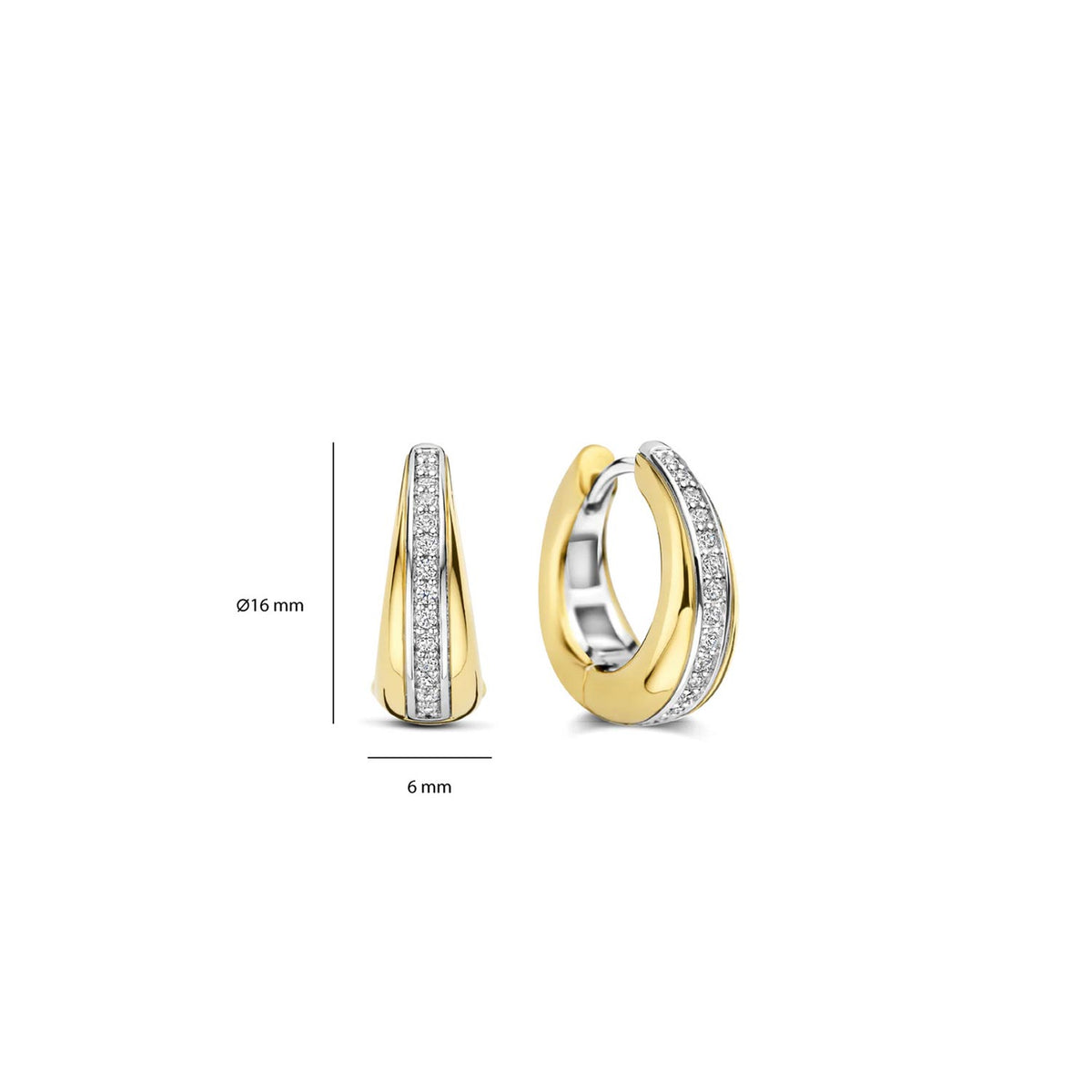 Ti Sento CZ Stripe Chunky Hoop Earrings, Gold