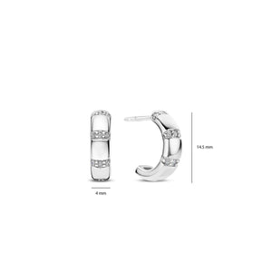 Ti Sento CZ Stripe Half Hoop Earrings, Silver