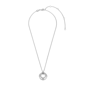 Ti Sento Zirconia Double Circle CZ Halo Necklace, Silver