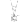 Ti Sento Zirconia Double Circle CZ Halo Necklace, Silver